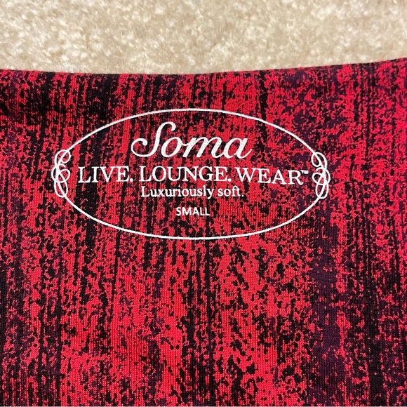 Soma Dress Womens Small Red Black Pattern Soft A-line V-Neck Lounge Wear Comfy - Picture 3 of 8